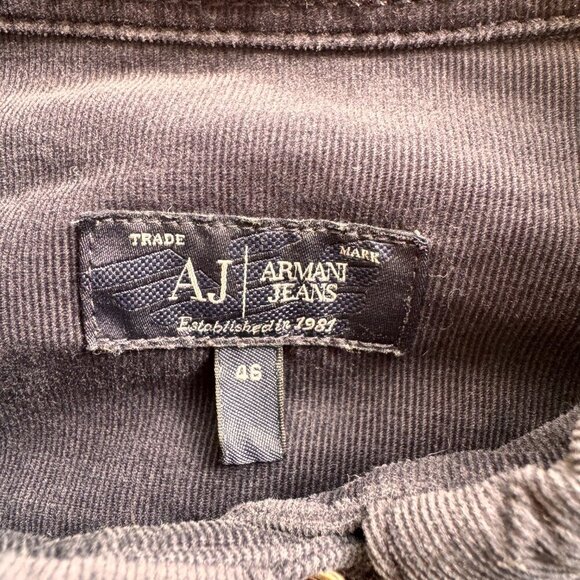 Vintage Armani Jeans Corduroy Long Sleeve Shirt Jacket Dark Navy Unisex - Picture 8 of 11